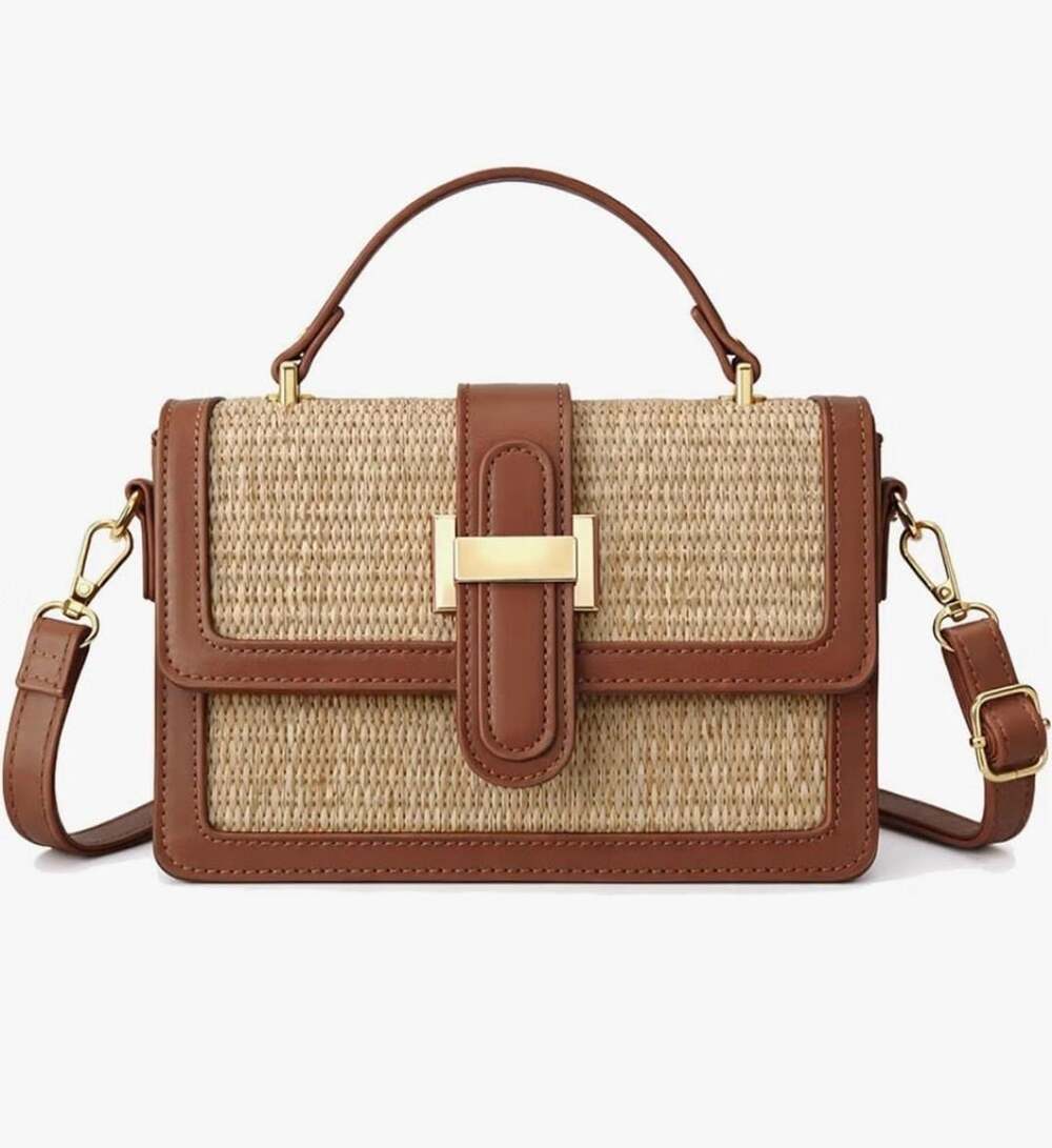 Top Handle Raffia Crossbody Bag New